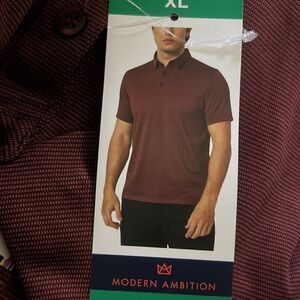 Modern ambition men’s polo shirt stretch moisture wicking maroon NWT